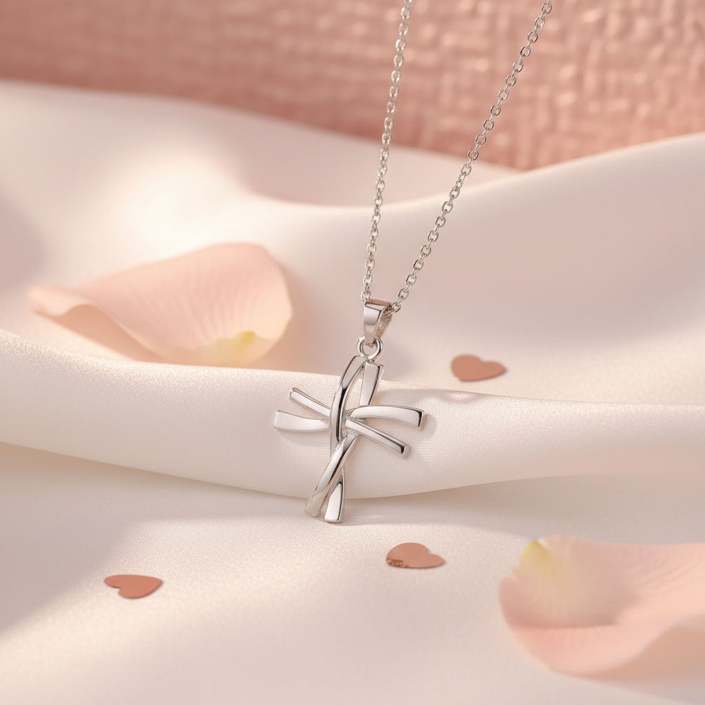 Colier argintiu cu pandant distinctive - cadou romantic Valentine's Day